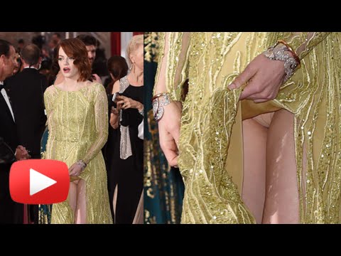 Emma Stone FLASHES Panties Oscar 2015 Red Carpet. 