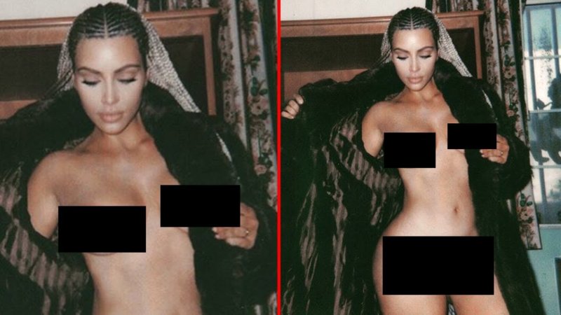 Kim kardashian poses in nude lingerie, see